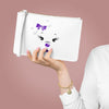 Purple Diamond Face On White Clutch Bag