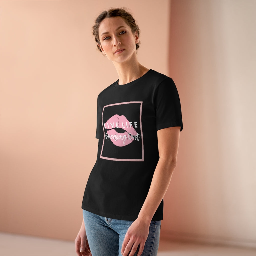 Live Life Speaking Out With Pink Lips On Women's Premium Tee