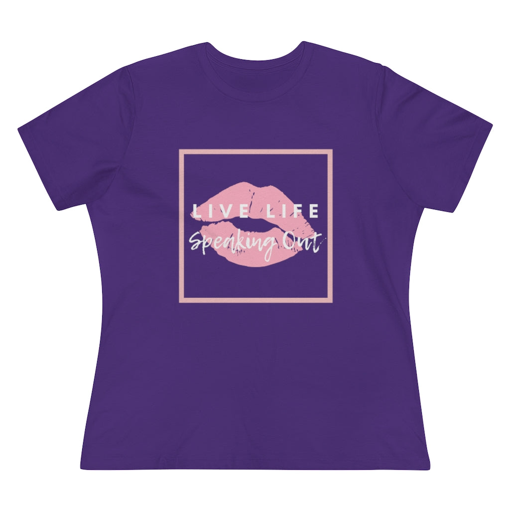 Live Life Speaking Out With Pink Lips On Women's Premium Tee