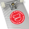 Personalize Mumble&#39;s Outline For Happy Birthday On Red Round Vinyl Stickers