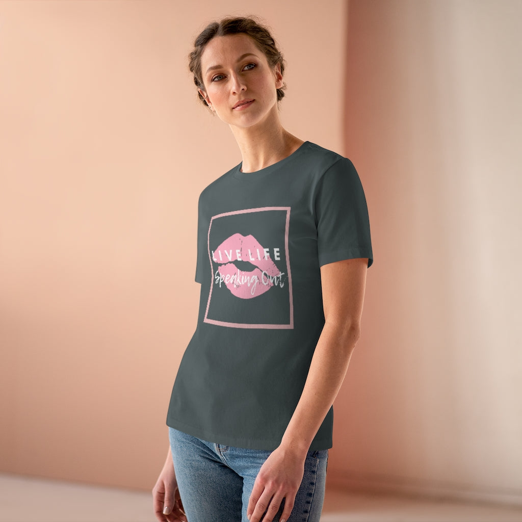 Live Life Speaking Out With Pink Lips On Women's Premium Tee