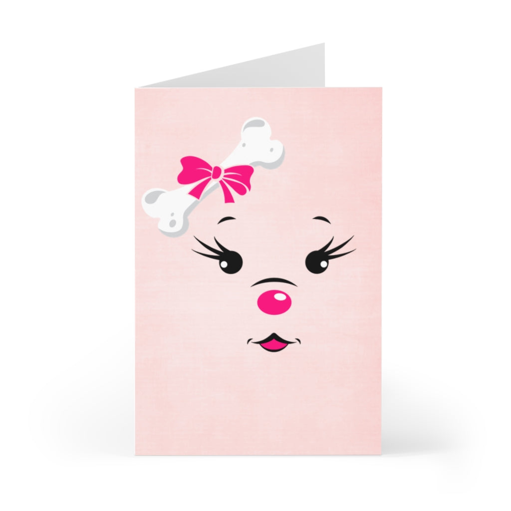 Pink Diamond Face On Light Pink Greeting Cards (7 pcs)