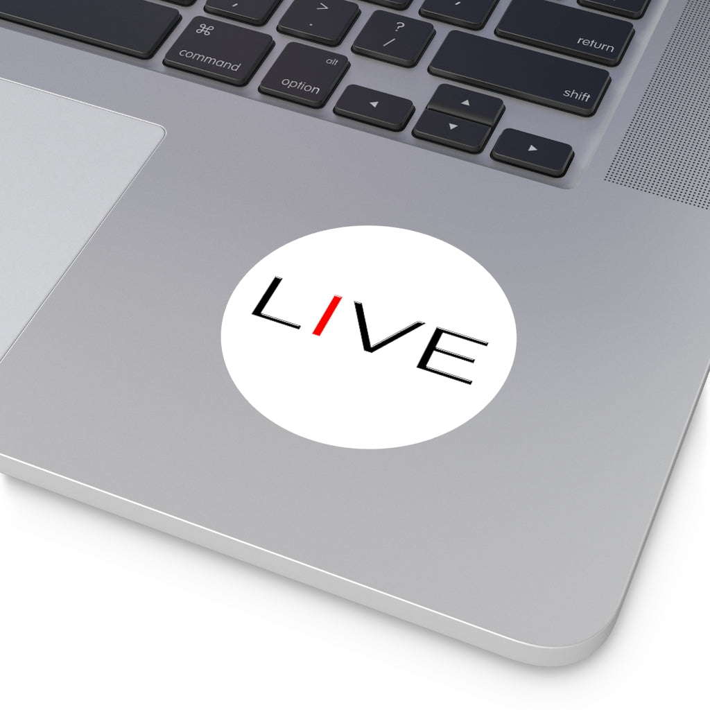 "I" LIVE On Round Vinyl Stickers