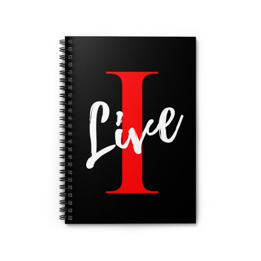 Oversized "I" LIVE On Black Spiral Notebook - Ruled Line