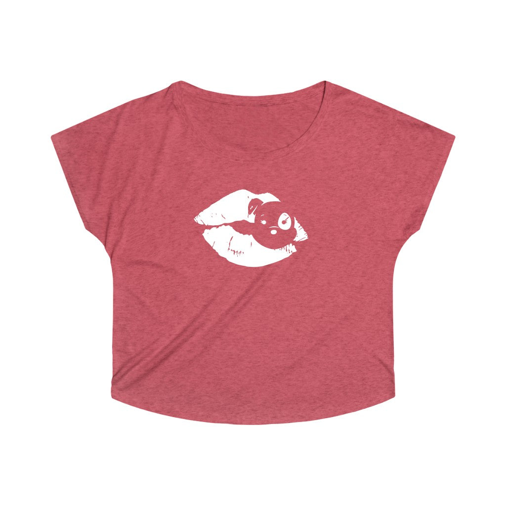 Mumble's White Lips On Women's Tri-Blend Dolman