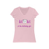 Mom of the Birthday Girl Women&#39;s Jersey Short Sleeve V-Neck Tee