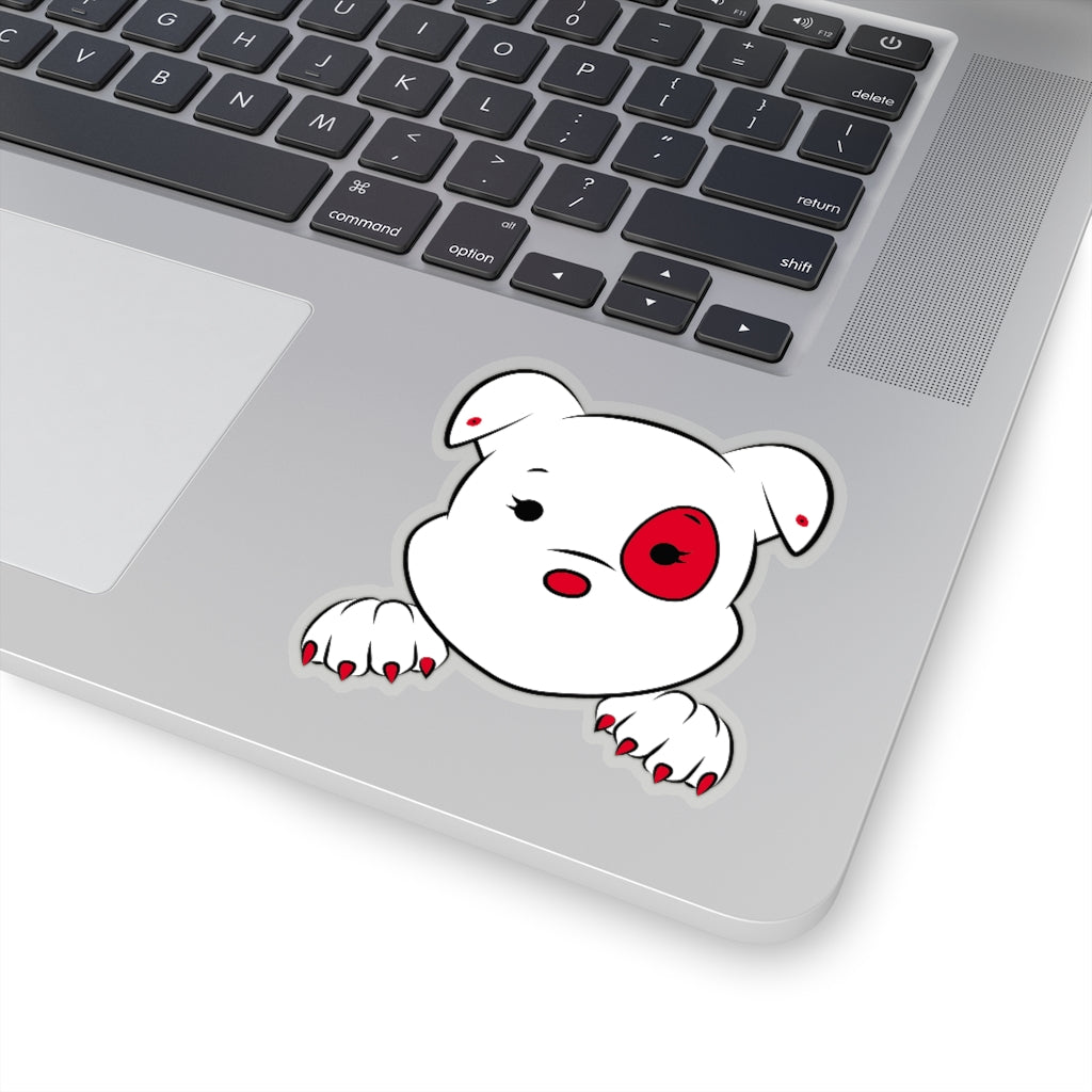 Red Mumbles Showing Paws On Kiss-Cut Stickers