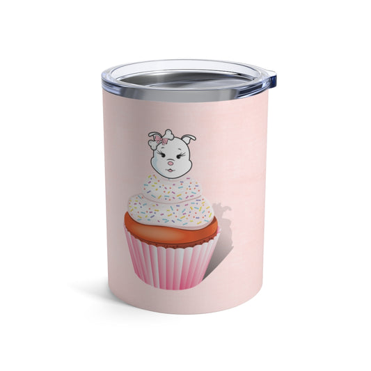 Vanilla With Sprinkles Diamond Cupcake On Pink Tumbler 10oz