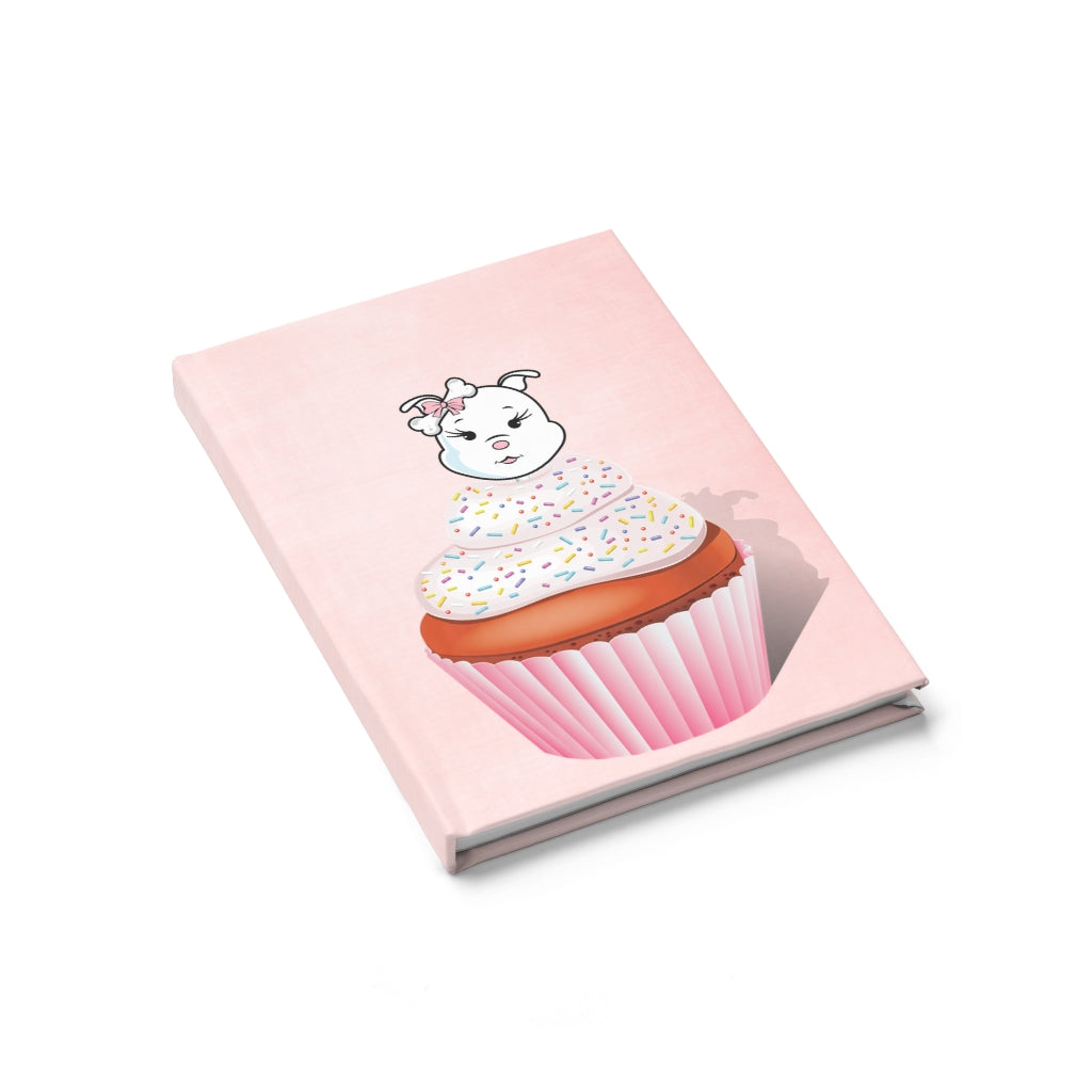 Vanilla With Sprinkles Diamond Cupcake On Pink Journal - Ruled Line