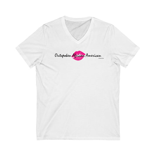 Outspoken African American Unisex Jersey Short Sleeve V-Neck Tee