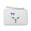 Purple Diamond Face On White Clutch Bag