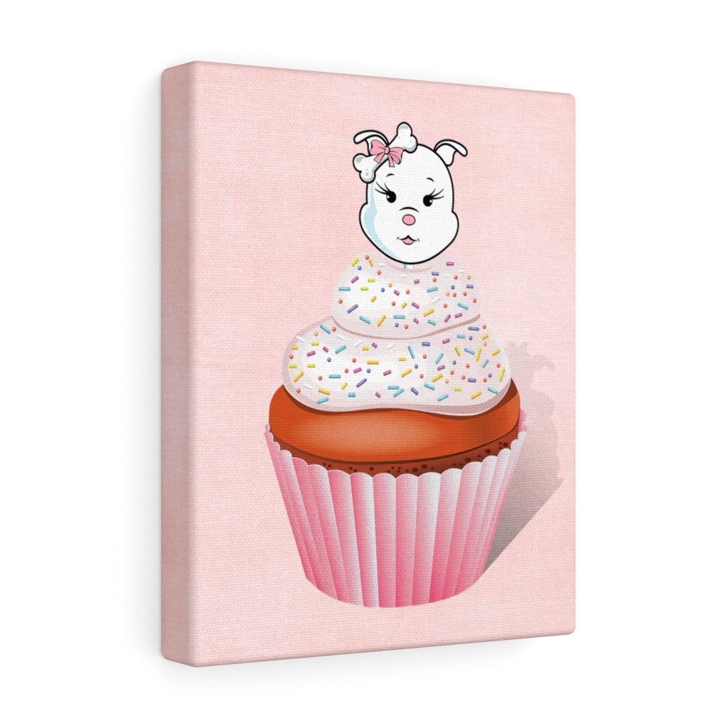 Vanilla With Sprinkles Diamond Cupcake On Pink Canvas Gallery Wraps