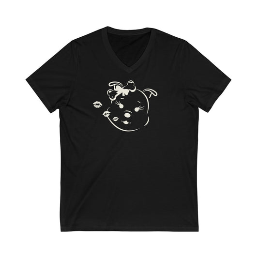 Diamond's Blowing White Kisses On Unisex Jersey Short Sleeve V-Neck Tee
