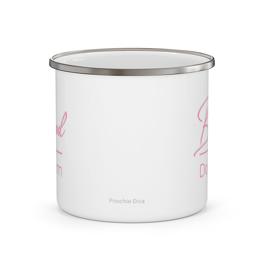 Pink Blessed Dog Mom On Enamel Camping Mug