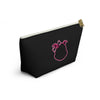 Diamond Pink Outline On Black Accessory Pouch w T-bottom