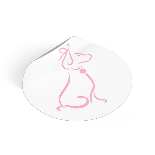 Pink Poochie Diva Icon On Round Vinyl Stickers