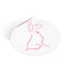 Pink Poochie Diva Icon On Round Vinyl Stickers