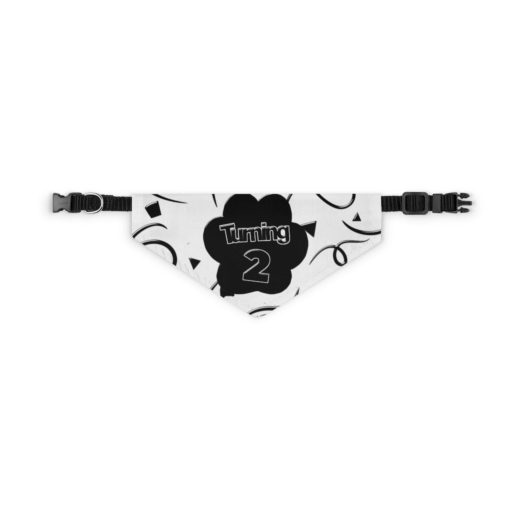 Personalize Turning Birthday Age Black Confetti Background On White Pet Bandana Collar