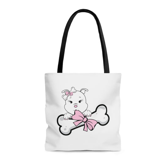 Pink Diamond With Oversized Bone On White Tote Bag