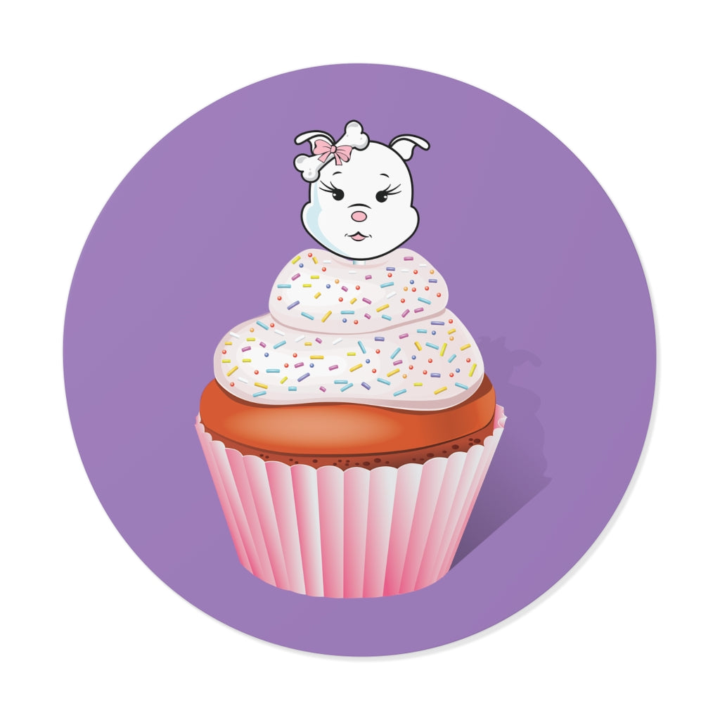 Copy of Vanilla With Sprinkles Diamond Cupcake On Lavender Round Vinyl Stickers