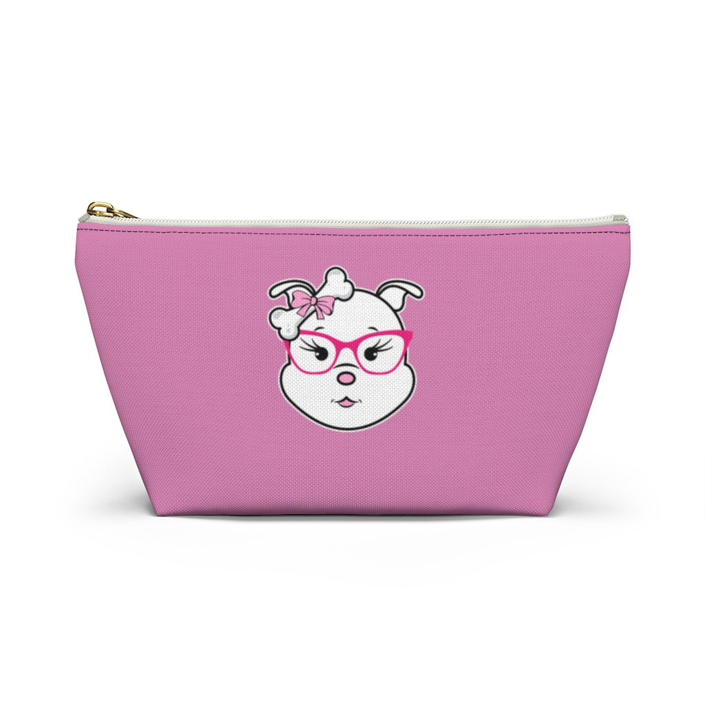 High IQ Diamond Wearing Pink Glasses On Pink Accessory Pouch w T-bottom