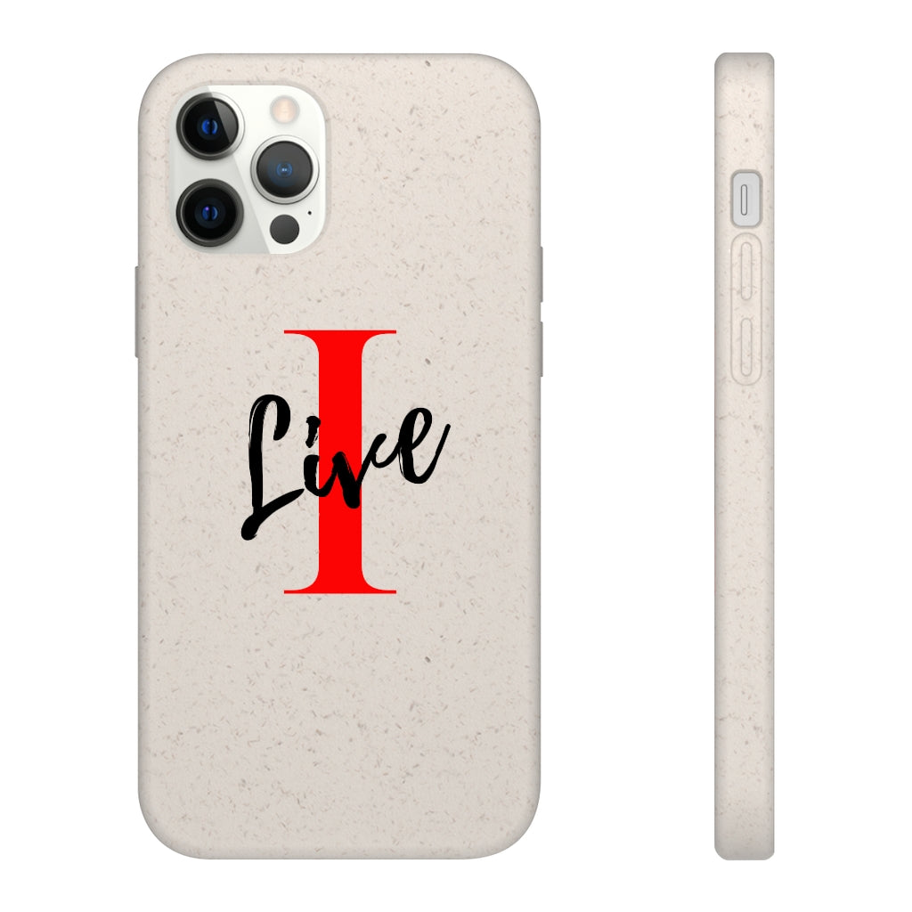 Oversized "I" Cursive LIVE On White Biodegradable Case