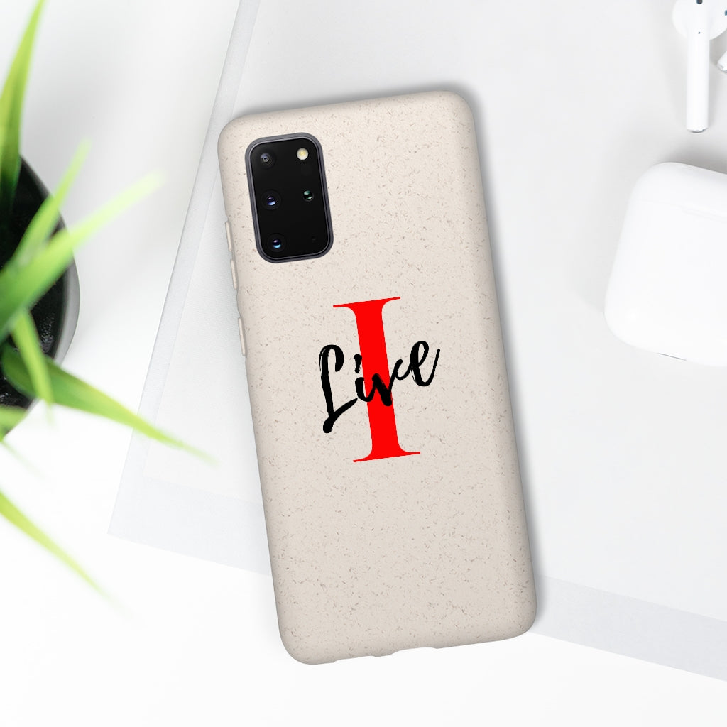 Oversized "I" Cursive LIVE On White Biodegradable Case