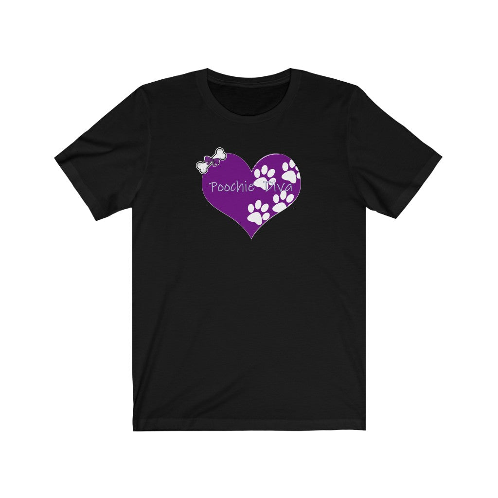 Poochie Diva Purple Heart On Unisex Jersey Short Sleeve Tee