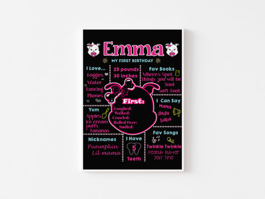 Poochie Diva's Baby Milestone Wall Art Print | Milestone Art | Milestone Wall Art | Baby Milestone Art | Nursery Decor | Digital Download