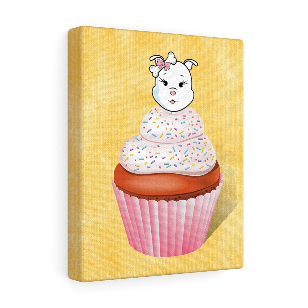 Vanilla With Sprinkles Diamond Cupcake On Yellow Canvas Gallery Wraps