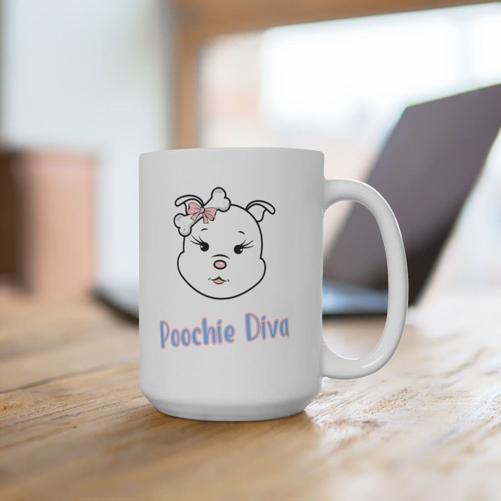 Poochie Diva's Pink Diamond On Ceramic Mug 15oz