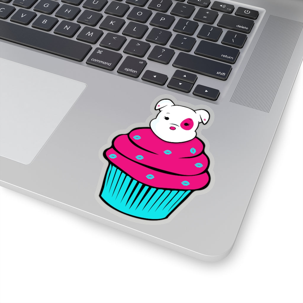 Mumbles Fuchsia Cupcake On Kiss-Cut Stickers