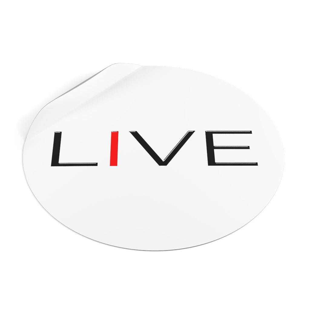"I" LIVE On Round Vinyl Stickers