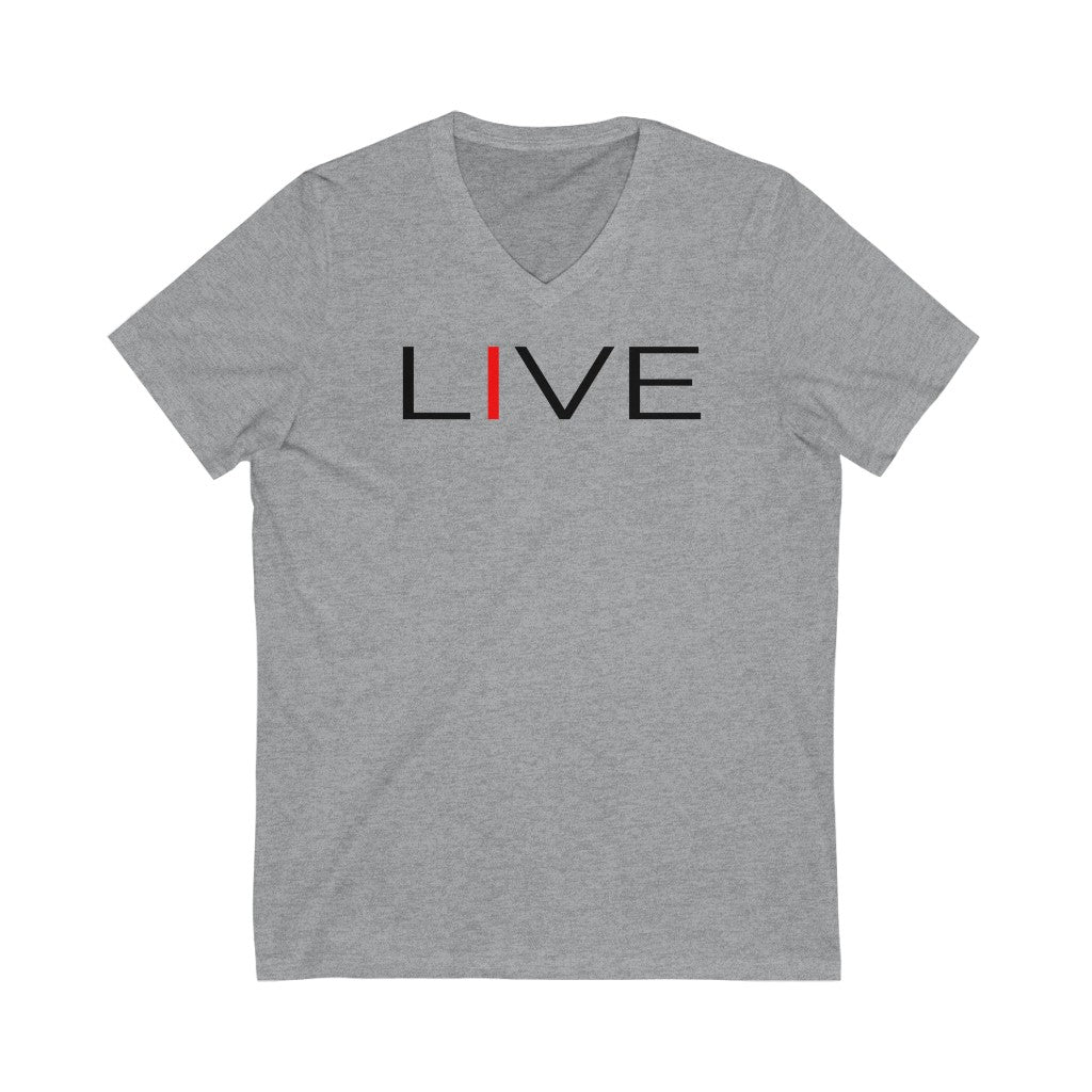 I LIVE Unisex Jersey Short Sleeve V-Neck Tee