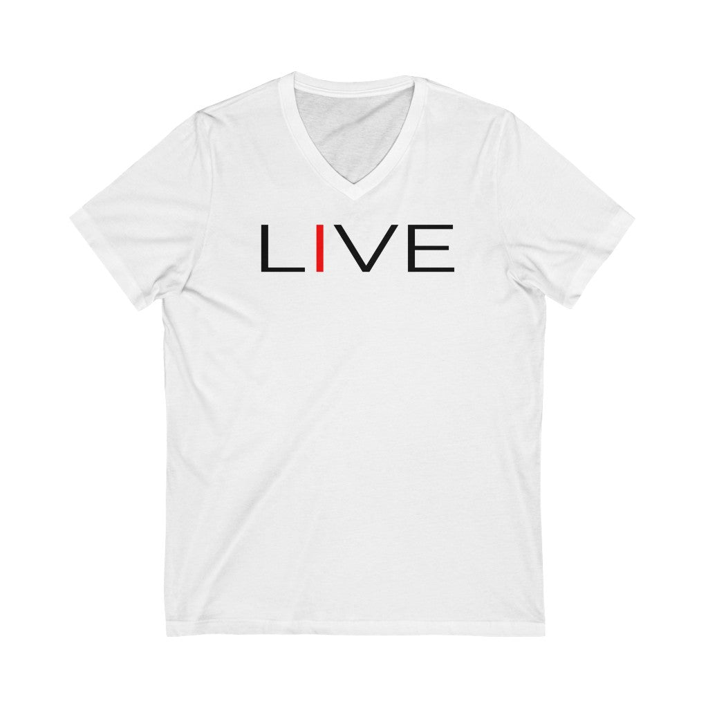 I LIVE Unisex Jersey Short Sleeve V-Neck Tee