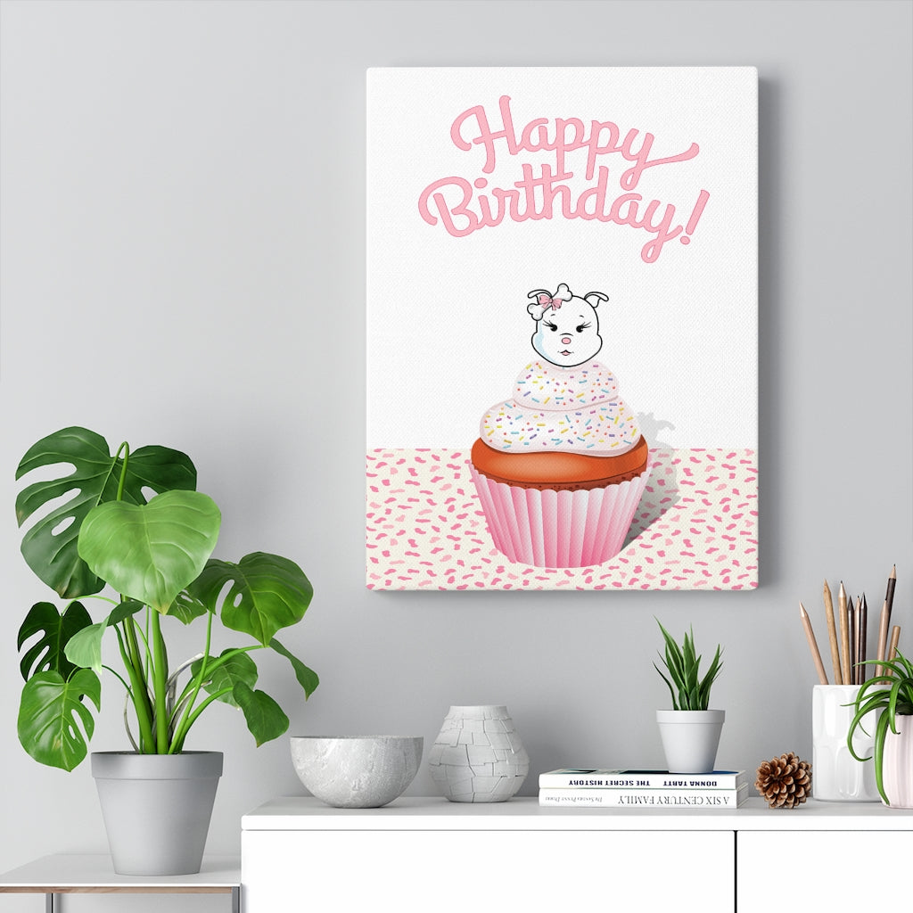 Happy Birthday Diamond Cupcake Canvas Gallery Wraps