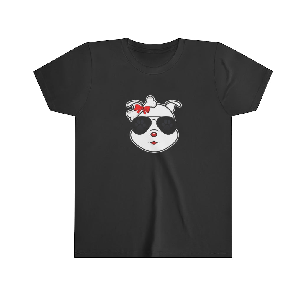 Diamond Sporting Dog Paw Sunglasses On Youth Short Sleeve Tee