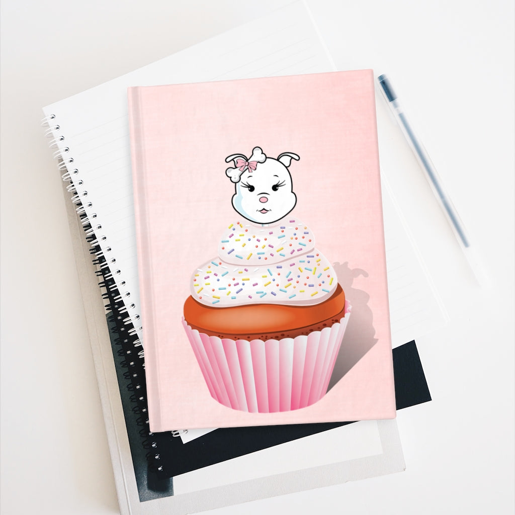 Vanilla With Sprinkles Diamond Cupcake On Pink Journal - Ruled Line