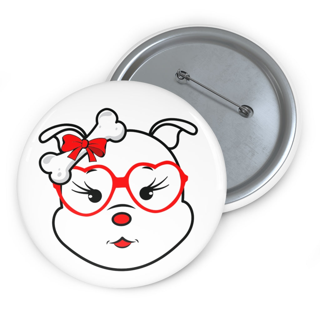Red Diamond Wearing Heart Glasses On Black Custom Pin Buttons