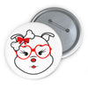 Red Diamond Wearing Heart Glasses On Black Custom Pin Buttons