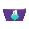 Purple Diamond On Big Heart On Purple Accessory Pouch w T-bottom