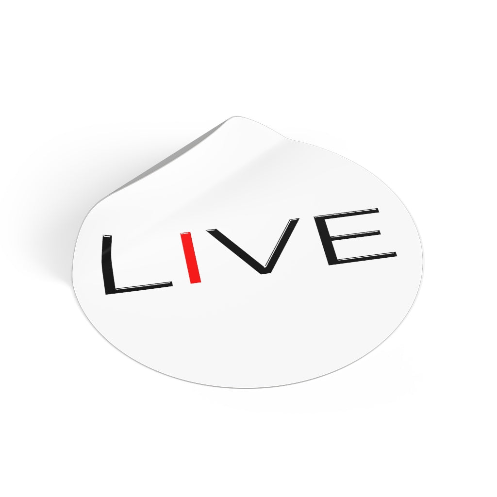 "I" LIVE On Round Vinyl Stickers