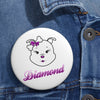 Purple Diamond On Custom Pin Buttons