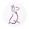 Purple Poochie Diva Icon On Round Vinyl Stickers