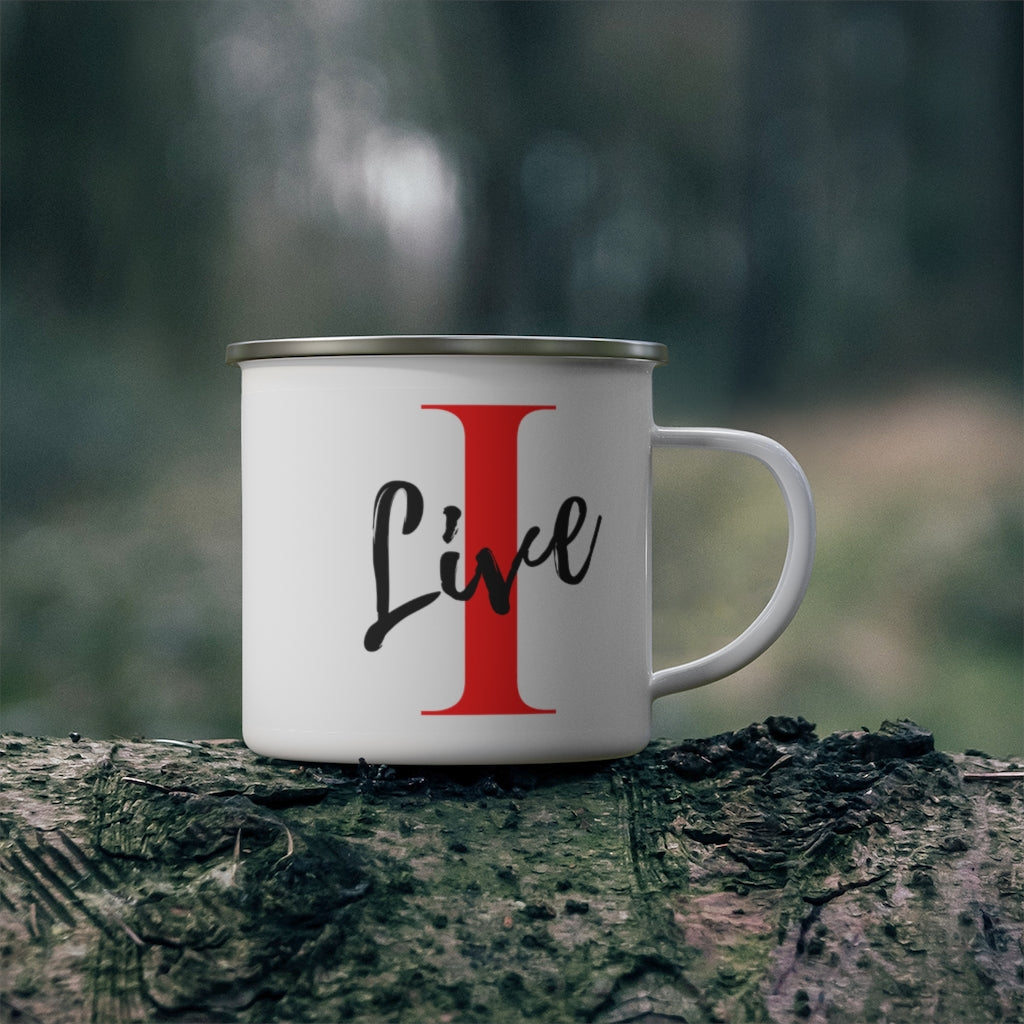 Oversized "I" LIVE On Enamel Camping Mug