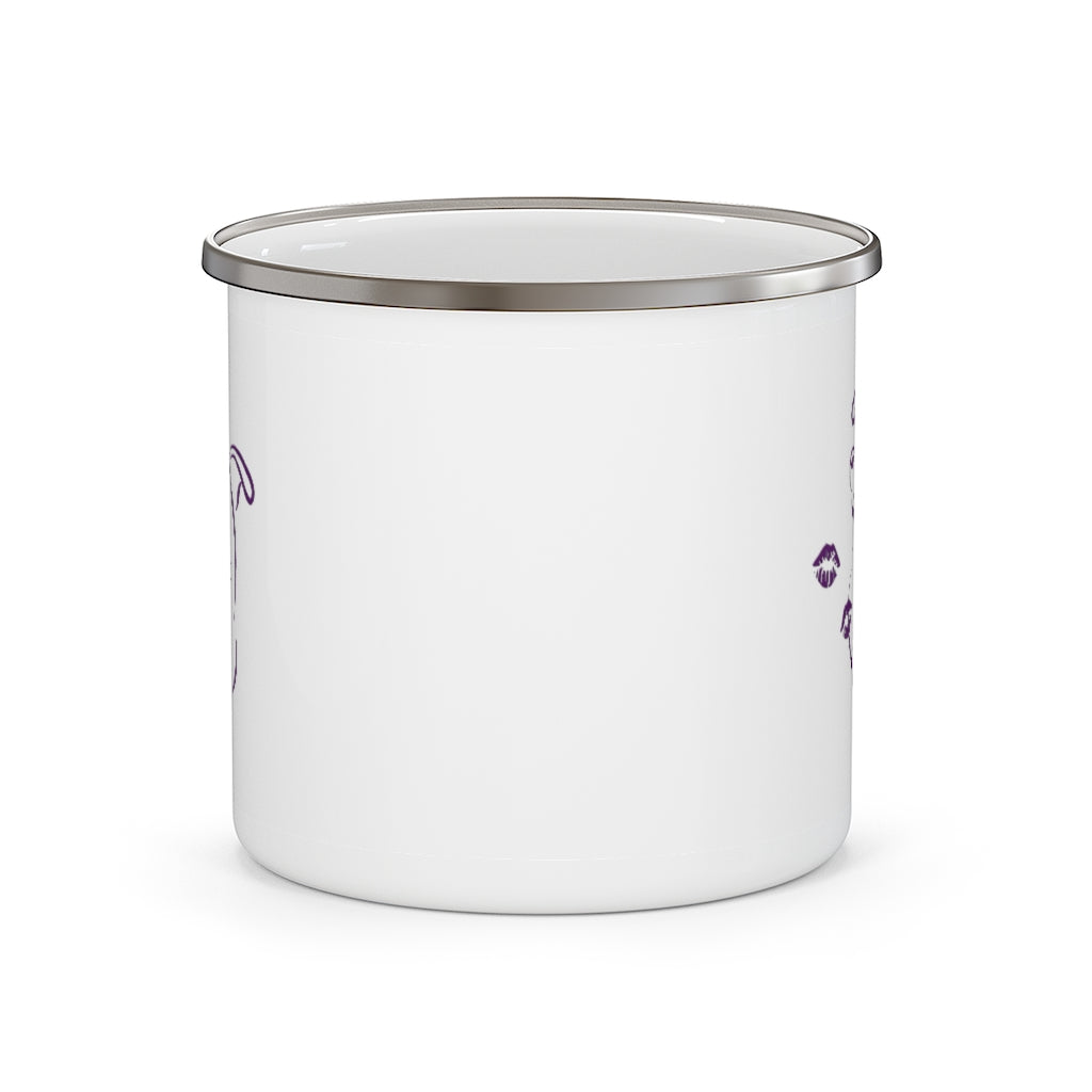 Purple Diamond Blowing Kisses On Enamel Camping Mug