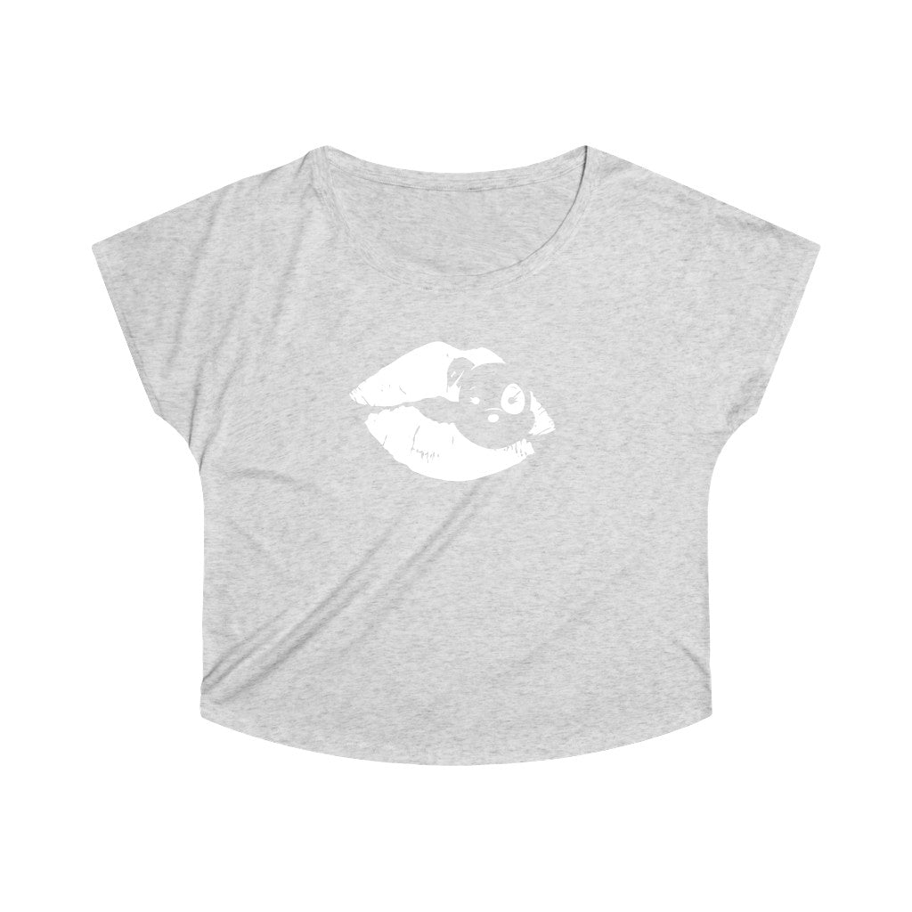 Mumble's White Lips On Women's Tri-Blend Dolman