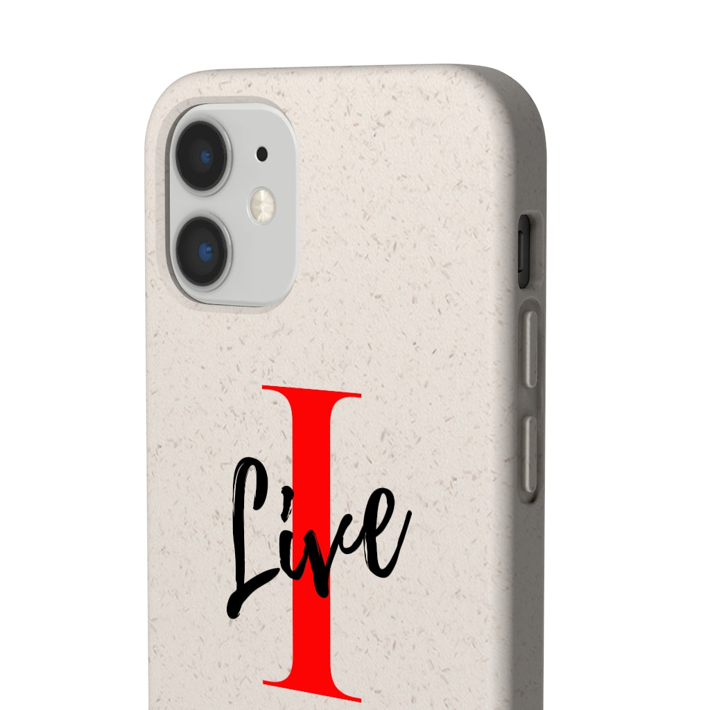 Oversized "I" Cursive LIVE On White Biodegradable Case