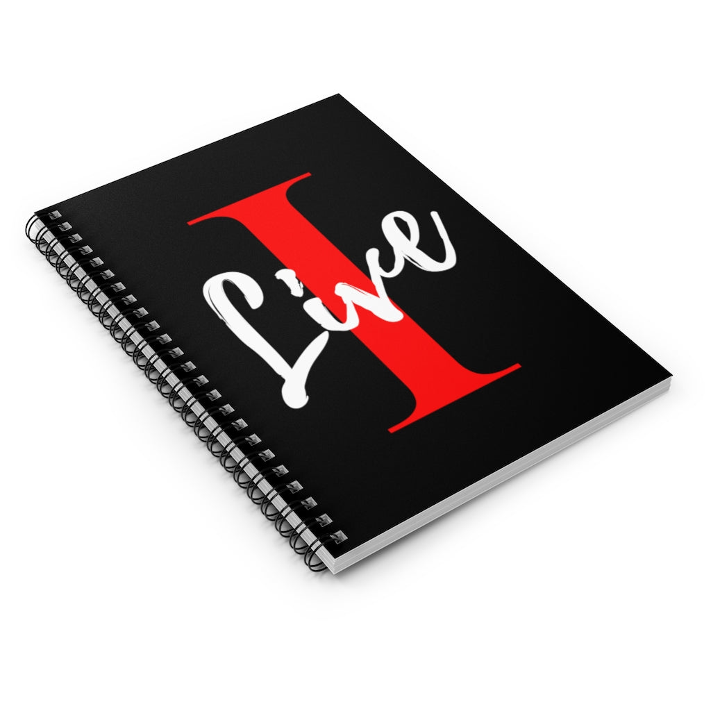 Oversized "I" LIVE On Black Spiral Notebook - Ruled Line