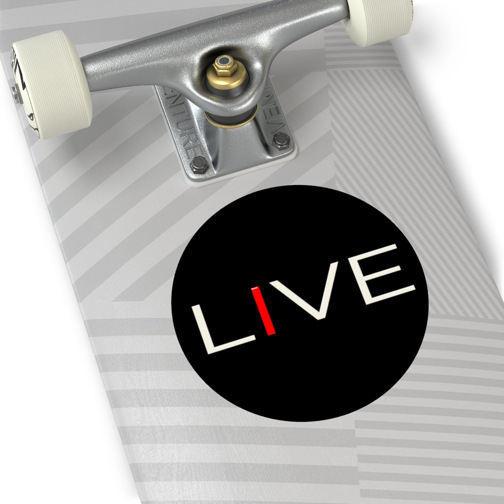 "I" LIVE On Black Round Vinyl Stickers